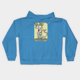 Grey Cat and A Singing Bird Kids Hoodie